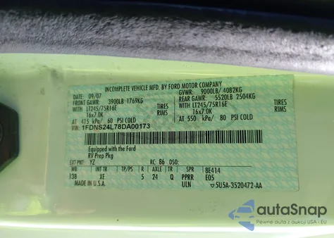 2008 Ford E-250 Commercial/Recreational из США, поврежденный, VIN 1FDNS24L78DA00173